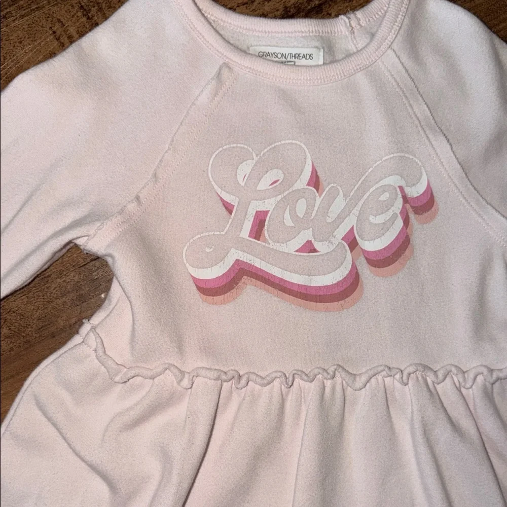 Grayson Threads Pink and White Love Dress